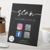 Sociale media QR-code zwart Reclamebord Met Voetstuk (Insitu)
