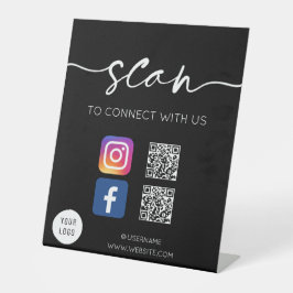 Sociale media QR-code zwart Reclamebord Met Voetstuk