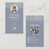 Sociale media - robuuste blauwe QR-code Voeg uw fo Visitekaartje (Voorkant / Achterkant)