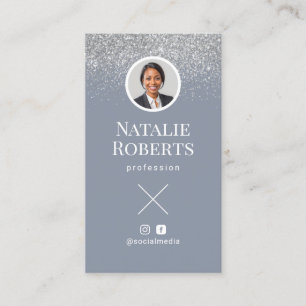 Sociale media - robuuste blauwe QR-code Voeg uw fo Visitekaartje