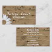 Sociale media | Rustic Wood Daisy Wedding Planner Visitekaartje (Voorkant / Achterkant)