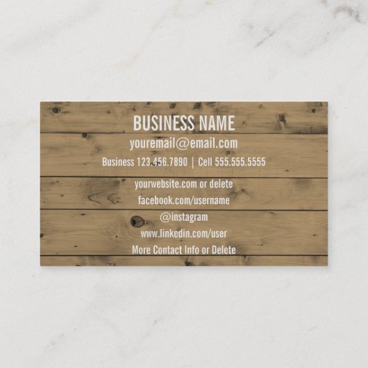 Sociale media | Rustic Wood Daisy Wedding Planner Visitekaartje (Achterkant)