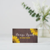 Sociale media | Rustige zonnebloemen Burlap-leraar Visitekaartje (Staand voorkant)