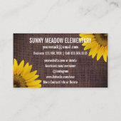 Sociale media | Rustige zonnebloemen Burlap-leraar Visitekaartje (Achterkant)