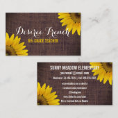 Sociale media | Rustige zonnebloemen Burlap-leraar Visitekaartje (Voorkant / Achterkant)