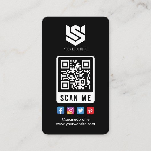 Sociale media scannen me QR-code Moderne Eenvoudig Visitekaartje (Voorkant)