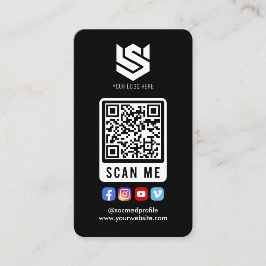 Sociale media scannen me QR-code Moderne Eenvoudig Visitekaartje (Voorkant)