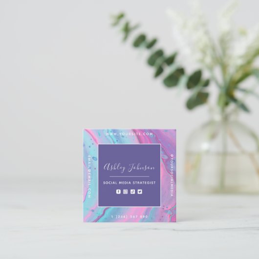 Sociale media-strateeg Sociale media QR-code Kleur Vierkante Visitekaartje (Staand voorkant)