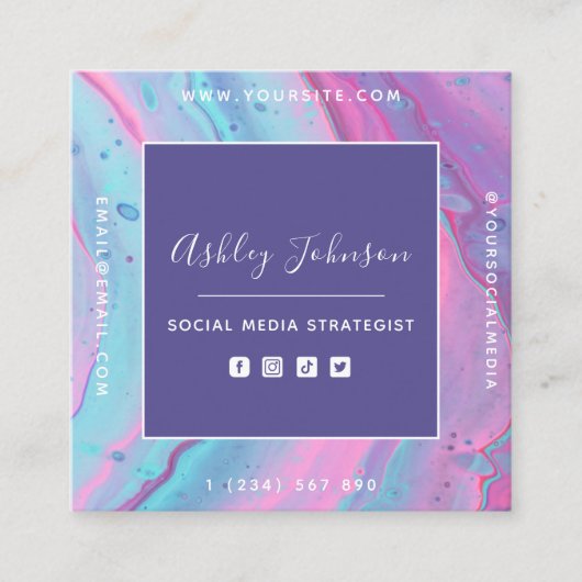 Sociale media-strateeg Sociale media QR-code Kleur Vierkante Visitekaartje (Voorkant)