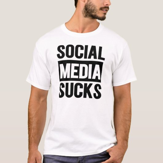 SOCIALE MEDIA SUCKS | SOCIALE MEDIA ANTI T-SHIRT (Voorkant)