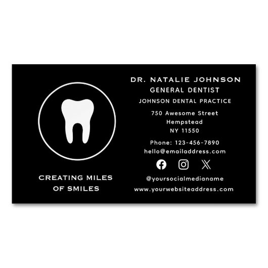 Sociale media tandarts tandheelkundige kliniek tan magnetisch visitekaartje (Voorkant)