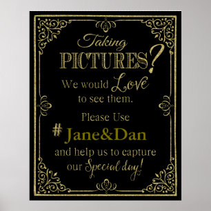 sociale media trouwbord elegant goud glitters poster