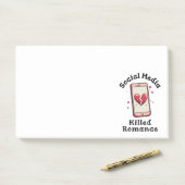 Sociale media verwoestten romantiek post-it® notes (Op bureau)