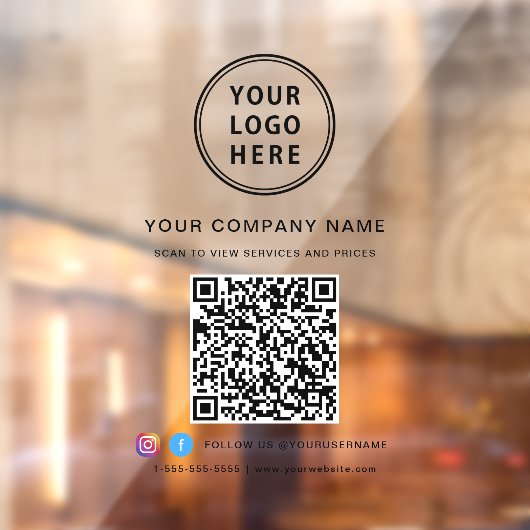 Sociale media voor bedrijfs-Logo QR-code Raamsticker (Vel 2)