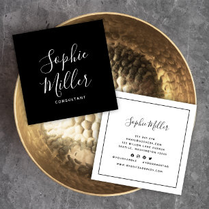 Sociale media voor de zwarte-grenskalligrafie vierkante visitekaartje