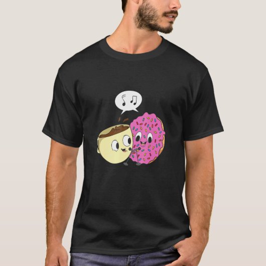 Sociale media voor een donut en koffie t-shirt (Voorkant)