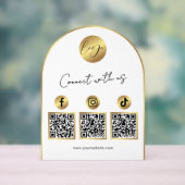 Sociale Media Wit & Goud Boog Logo QR Code Acryl Bord (Neutraal)
