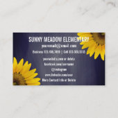 Sociale media | Zonnebloemen Chalkboard leraar Visitekaartje (Achterkant)