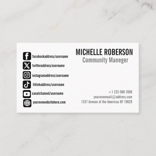 Sociale mediaconcerns visitekaartje (Voorkant)