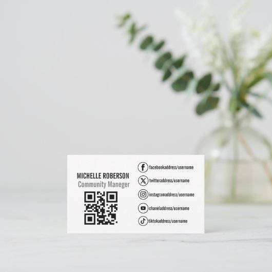 Sociale mediasymbolen qr code visitekaartje (Staand voorkant)