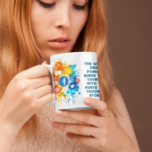 Sociale netwerk pictogrammen koffiemok