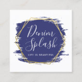 Sociale netwerken in Navy Blue en Gold Paint Strok Vierkante Visitekaartje (Voorkant)