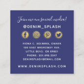 Sociale netwerken in Navy Blue en Gold Paint Strok Vierkante Visitekaartje (Achterkant)