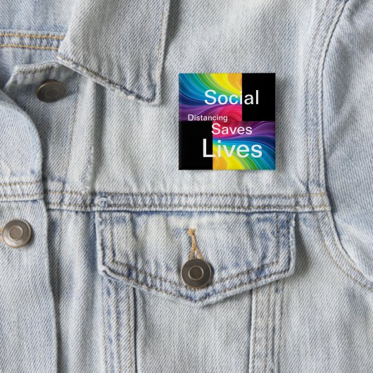 sociale onthouding redt levens vierkante button 5,1 cm (In situ)