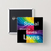sociale onthouding redt levens vierkante button 5,1 cm (Voorkant /achterkant)