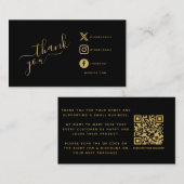 Sociale pictogrammen QR code zwart/goud bedankt ko Informatiekaartje (Voorkant / Achterkant)