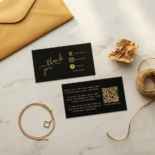 Sociale pictogrammen QR code zwart/goud bedankt ko Informatiekaartje