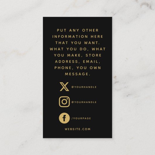 Sociale QR code goud dank u Kaart invoegen (Achterkant)