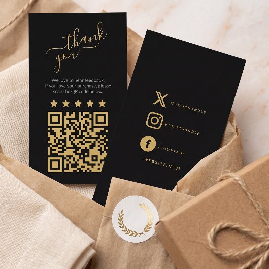 Sociale QR-code goud scannen om te beoordelen Informatiekaartje