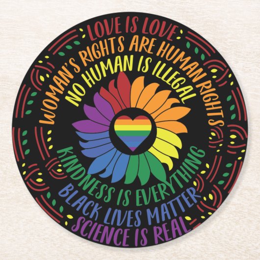 Sociale rechtvaardigheid Word Art Ronde Kartonnen Onderzetter (Voorkant)