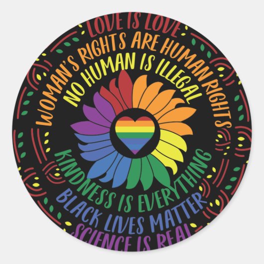 Sociale rechtvaardigheid Word Art Ronde Sticker (Voorkant)