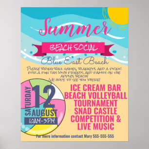 Sociale school voor strand PTO-vlieger en sjabloon Poster