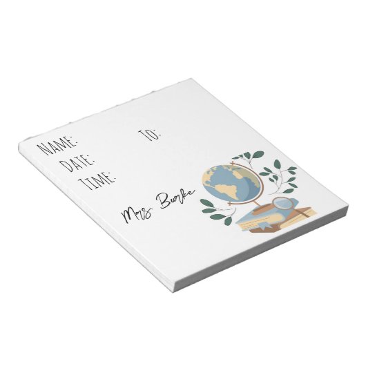 Sociale Studies/Geografie Docent Hallpass Notitieblok (Schuin)