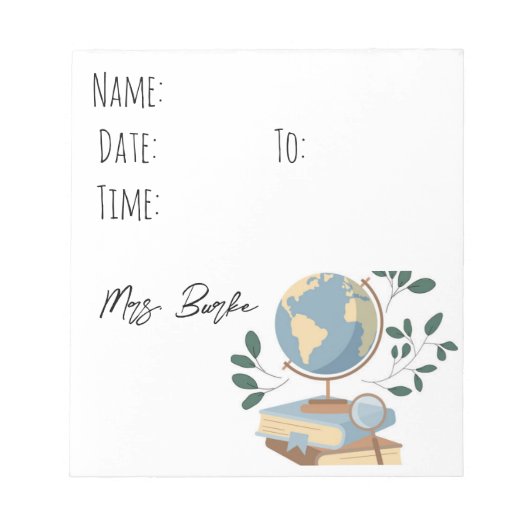 Sociale Studies/Geografie Docent Hallpass Notitieblok (Voorkant)