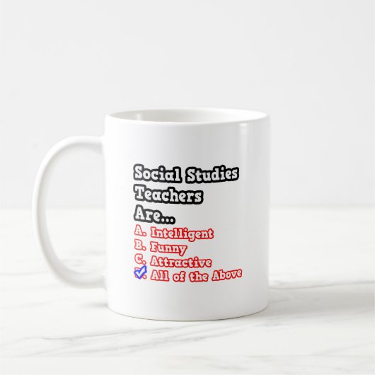 Sociale studies leraar quiz...grap koffiemok (Links)