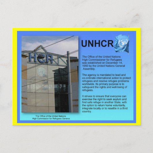 Sociale studies, UNHCR, Genève Briefkaart (Voorkant)
