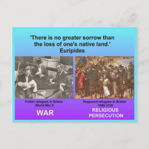 Sociale studies, vluchtelingen briefkaart