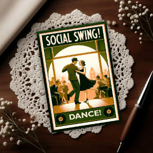 Sociale Swingdans Vintage uit de jaren 20 Briefkaart