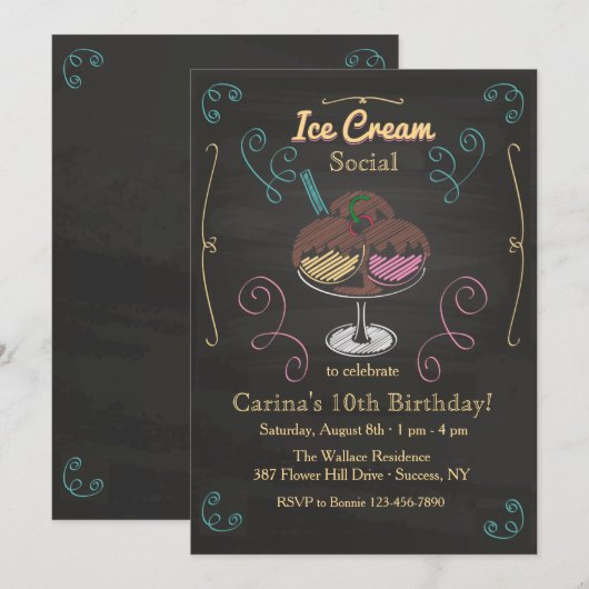 Sociale uitnodiging van Ice Cream (Voorkant / Achterkant)