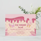 Sociale verjaardag van Ice Cream Kaart (Staand voorkant)