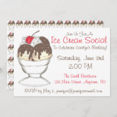 Sociale verjaardagsfeest van Hot Fudge Ice Cream Kaart (Voorkant / Achterkant)