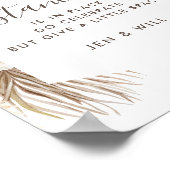 Sociale vervormende bruiloft Pampas Grass Sign Poster (Hoek)