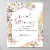 Sociale vervormende bruiloft Pampas Grass Sign Poster (Voorkant)