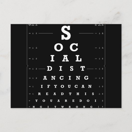 Sociale vervormende oogtest donkere versie briefkaart (Voorkant)