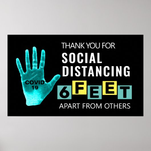 Sociale vervorming 6 Feet Covid 19 Poster (Voorkant)