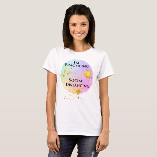 Sociale vervorming - Waterverven en goud T-shirt (Voorkant volledig)